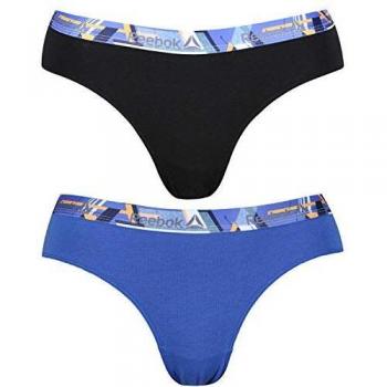 Reebok Talla M: Set 2 Womens Braguitas colección Greta - Azul Cobalto y Negro - 95% algodón 5% Elastano