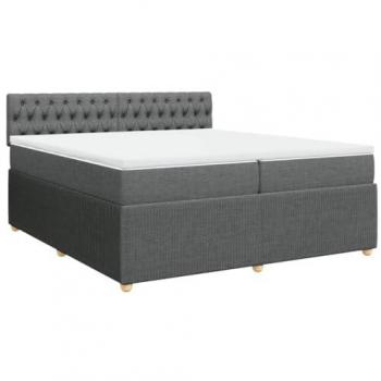 Estructura de cama box spring con colchón de muelles gris oscuro 200x200 cm tela