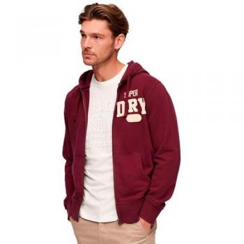 Superdry Vintage Athletic Full Zip Hoodie Rich Burgundy Men's Size L