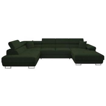 Sofá rinconero Comfivo S103 con función de descanso y caja de ropa de cama, 346x203x70cm