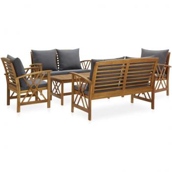 5-Piece Solid Acacia Wood Garden Lounge Set with Cushions