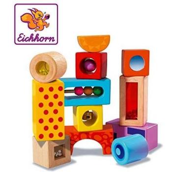 Eichhorn-100002240 Bloques de madera de colores con sonidos, Multicolor