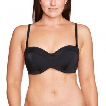 Panache - Parte superior del bikini sin tirantes lisa para mujer, talla 28 D - talla inglesa, color negro