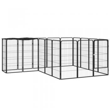 vidaXL 18-Panel Dog Playpen Black 50x100 cm Powder-coated Steel