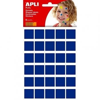 APLI Kids 13236-Bolsa gomets cuadrados 20 mm permanentes azules 6 hojas