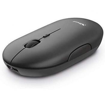 Trust Puck Ratón Inalámbrico Recargable, Bluetooth o 2.4 GHz con Microreceptor USB, PPP 800/1200/1600, Botones Silenciosos, Ergonómico, para Ordenador/Portátil/MacBook/PC/Mac/iPad/Tablet - Negro