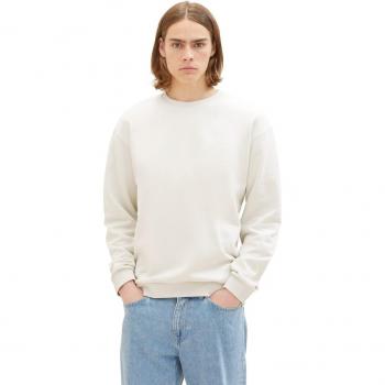 Jersey TOM TAILOR 1038875 para Hombre - Sudadera de algodón blanco con cuello redondo, ideal para un look moderno y cómodo.