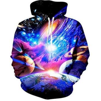 Goodstoworld Blue Galaxy Sudadera con Capucha 3D Sudadera con Capucha para Hombre Pullover Sudaderas con Capucha para Mujer Sudadera Jumper Fleece Forro de Felpa Hombre Adulto Damas M