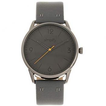 Simplify Unisex 6300 Charcoal Leather-Band Quartz Watch