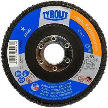 Tyrolit 34318366 BASIC Disco de Láminas, ZA80-B, 27A Forma, 115mm x 22.23mm, Caja de 10