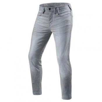 REV'IT! Vaqueros de Moto Piston 2 SK Gris Claro Desgastado - Vaqueros de moto, color gris claro desgastado, modelo Piston 2 SK, talla corta 28