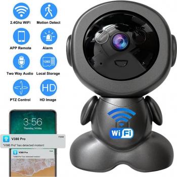 Cámara IP WiFi Inalámbrica Mini para Interiores, Monitor de Bebé Robot, Audio Bidireccional, Detección de Movimiento, Cámara de Vídeo V380, Protección de Seguridad CCTV 1MP Sin Tarjeta Negra
