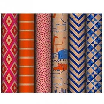 Papel de regalo kraft fantasía - 5 rollos
