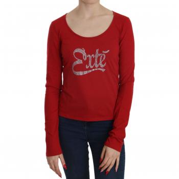 Red Crystal Embellished Long Sleeve Blouse