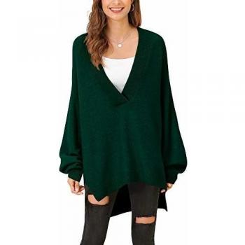 Woolen Bloom Mujeres Jersey Cuello en V Suéter de Punto Sueltos Ligeros Rebeca para Mujeres Niñas Jerseys Holgados Gruesos Primavera Otoño Entretiempo