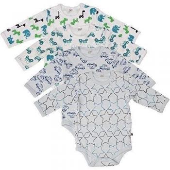 Bebé Verlag Friedrich oetinger de manga larga Bodys 4 pcs Paquete con coche estrellas animales tractor multicolor Talla:80