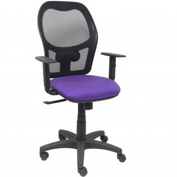Silla de Oficina Alocén Malla Negra Asiento Bali Lila Brazos Regulables