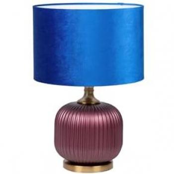 Lámpara de Mesa Cristal Elegante 33x33x50 Cm Adda Home - Color Azul Cobalto, Granate y Dorado