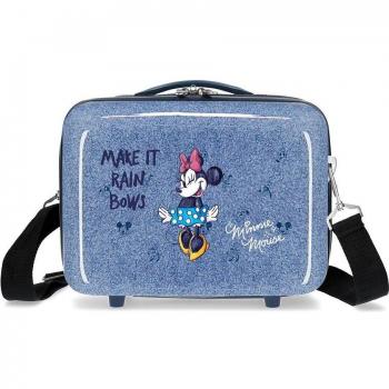 Disney Minnie Mouse Make It Rain Bows Neceser de Viaje Rígido ABS Azul, 29x21x15cm, Capacidad 9L