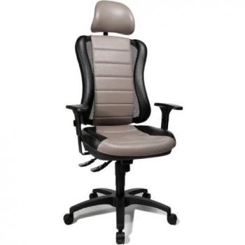 Topstar HE30PS103X Silla de Escritorio de Oficina, Head Point RS con reposabrazos y Cabezal, Dos Colores Acolchado Gris/Negro