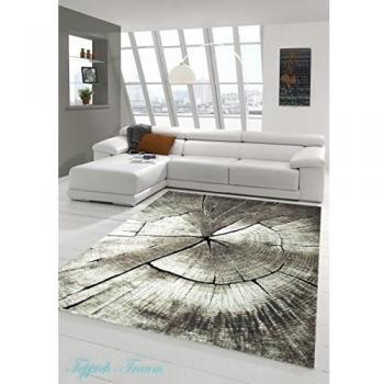 Alfombra diseñador área Alfombra moderna Alfombra de estilo barroco óptica pedigrí de madera en Marrón Beige Gris Crema Größe 160x230 cm