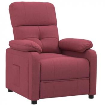 Sillón reclinable de tela rojo tinto
