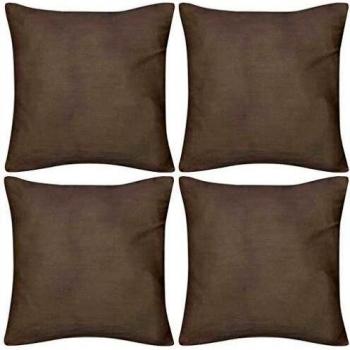 vidaXL 4X Fundas de Cojín de Algodón Beige 80x80 cm Cubierta de Almohada Sofá