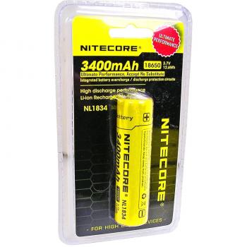 Nitecore NL1834 Rechargeable 18650 Li-Ion Battery (3400mAh) with Protection Circuit