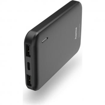 Hama Power Pack de Carga 5000 mAh - Batería Externa Polímero de Litio, Carga Rápida, 2 Puertos USB A y USB C, Espacioso, Ligero y Peque