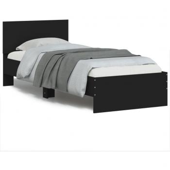 Estructura de cama con cabecero y luces LED negro 90x190 cm