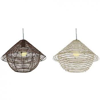Lámpara de Techo DKD Home Decor Blanco Marrón Negro Natural Metal Cuerda Plástico 50 W 220 V Urbano 38 x 38 x 27 cm (2 Unidades)