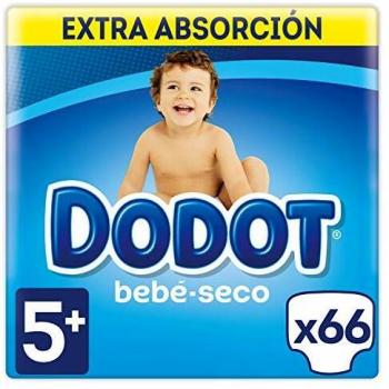 Dodot Bebé-Seco Pañales Talla 5+, 66 Pañales, con Canales de Aire