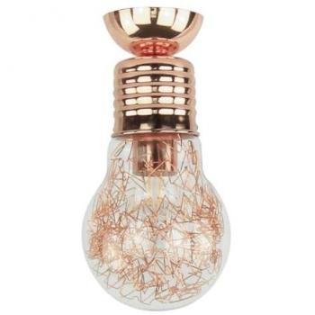 Lámpara de Techo Bulb de Metal y Vidrio en Cobre - 14,5x14,5x29 cm