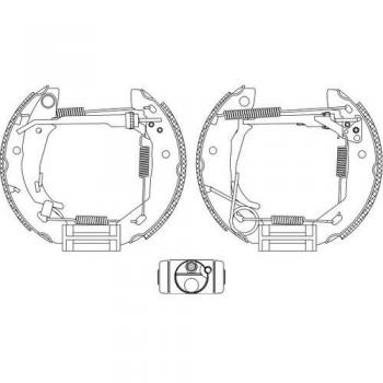 Kit de zapatas de freno y cilindro de rueda HELLA 8DB 355 004-521 para frenos a tambor MERCEDES-BENZ Clase A