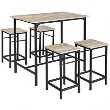 SoBuy Juego de Mesa Comedor Set de Mesa Alta de Bar con 4 Taburetes y 1 Mesa OGT11-N Naturaleza