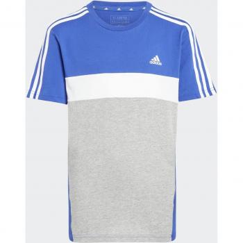 Camiseta adidas 3 bandas para niños en colorblock de algodón orgánico