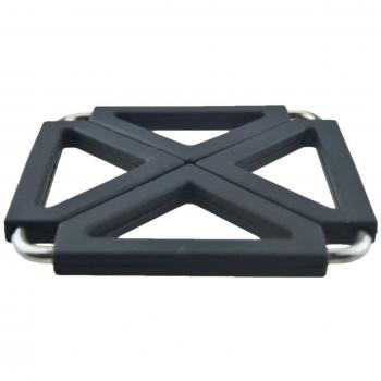 Zedtom Salvamanteles de acero inoxidable recubierto de silicona, ajustable, color negro