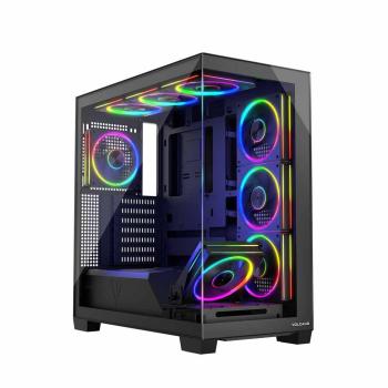 Caja Torre PC Modecom Volcano Stellar ARGB Midi 8F - Negro, con panel lateral de vidrio templado, iluminación RGB y optimización de flujo de aire