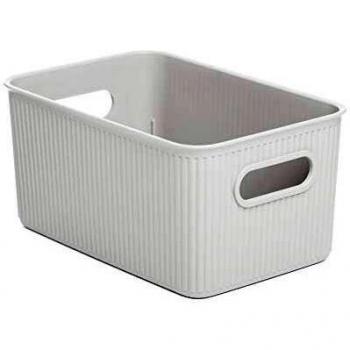 Tatay Caja Organizadora Rectangular Baobab, 5L de Capacidad, de Polipropileno, Libre de BPA, Color Blanco Pergamón, Medidas 18.1 x 27.2 x 13 cm