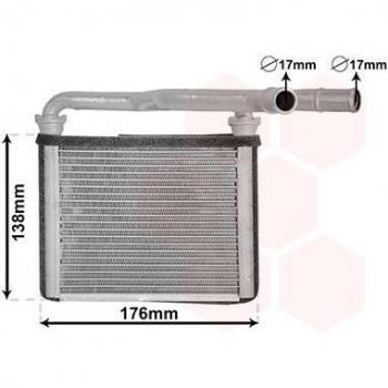Radiador de calefacción VAN WEZEL 27006278 con diseño específico para vehículos, fabricado en material resistente, incluye conexiones para fácil instalación y cumple con estándares de calidad europeos