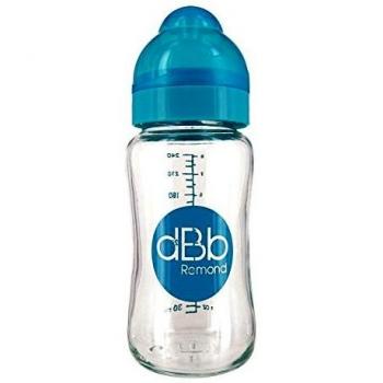 Biberón Anticólico de Cristal dBb Remond con Gran Apertura 240 ml para Bebés de 0 a 4 Meses