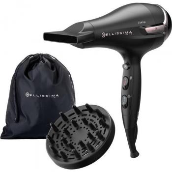 Secador de pelo Imetec Bellissima K9 2500, tecnología de iones, 2300W, 2 velocidades, 3 temperaturas, color negro y rosa