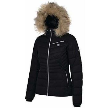 Dare 2b Glamorize Waterproof & Breathable High Loft Insulated Ski & Snowboard Jacket with Detachable Faux Fur Hood and Snowskirt Chaquetas aislantes Impermeables, Mujer, Negro
