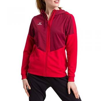 Erima Women's Hooded Training Jacket Squad Red Polyester Size 40