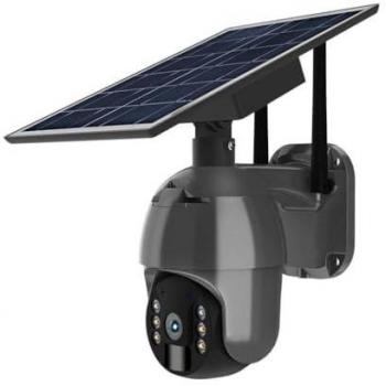 Cámara de Videovigilancia PTZ WiFi Solar HD 2.0MP con Visión Nocturna y Audio Integrado Color Negro