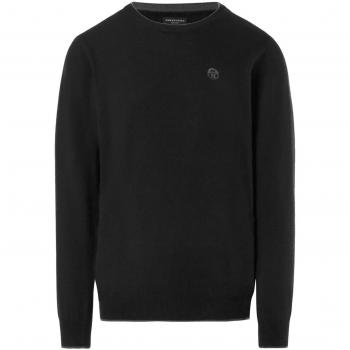 North Sails Black Fabric Shirt - M, North Sails Round-neck Knitwear, Male, Black, Size: M Embroidered Crew Neck Sweater in Fibers