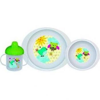 Saro Vajilla de 3 Piezas (Plato, Bol y Vaso) Pocket Selva