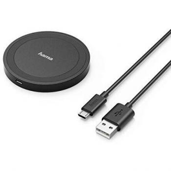 Hama Cargador Inductivo 173674 para Smartphone, Interior, Inalámbrico, USB, Color Negro