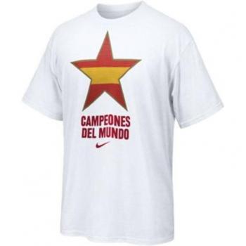 Camiseta de Manga Corta Hombre Nike Estrella España Campeones del Mundo 2010 Blanco