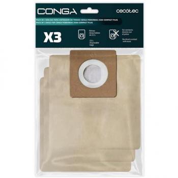 Cecotec Pack 3 Bolsas para Aspirador de Trineo Conga PowerBag 2500 Compact Plus - Bolsas de Autovaciado, Fácil Introducción y Extracción